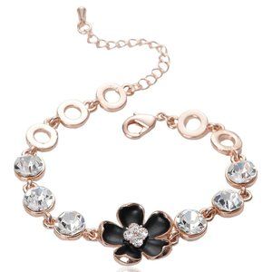 Cubic Zirconia & Rose Gold-Plated Flower Bracelet